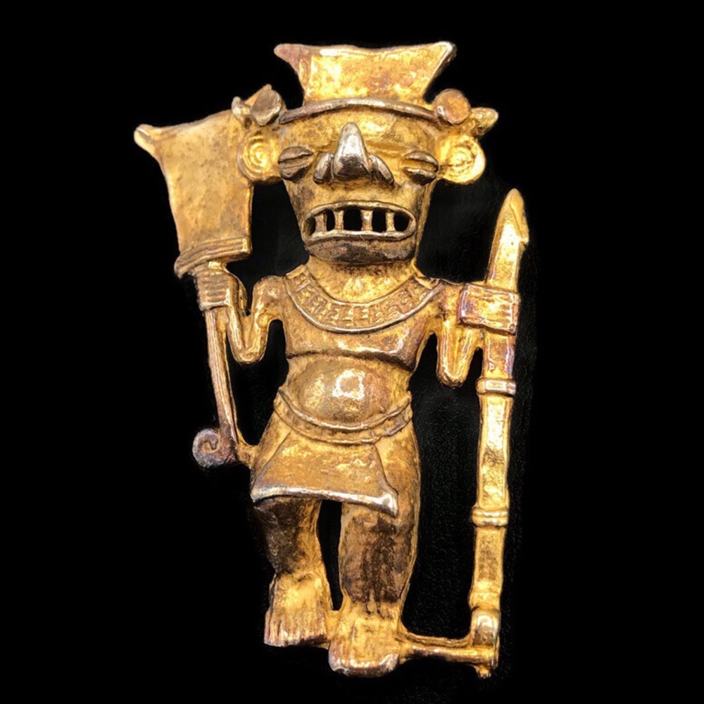 Tribal Man Warrior Bat Head Brooch MMA Metropolitan Museum of Art Large Vintage